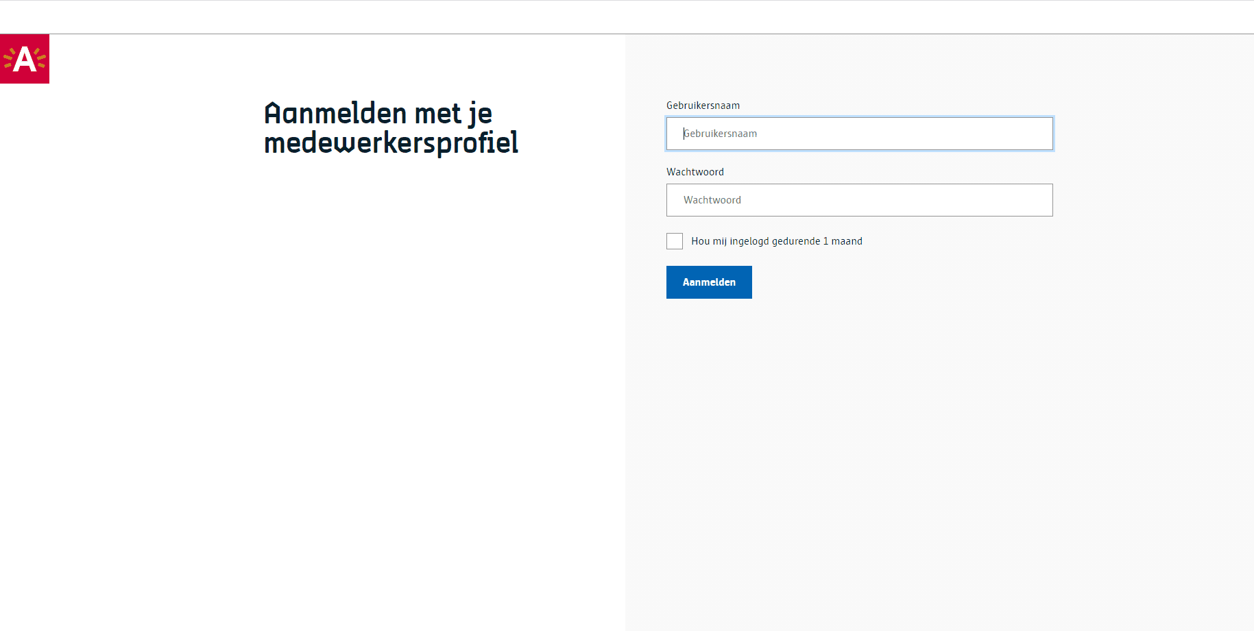 Stad Antwerpen inlogscherm
