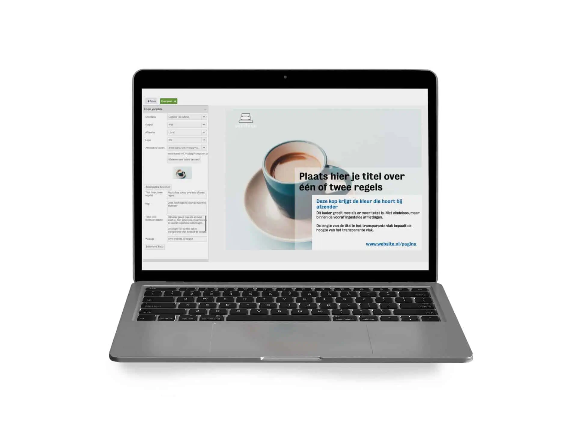 Brandportal koffie voorbeeld editor Chili Publisher
