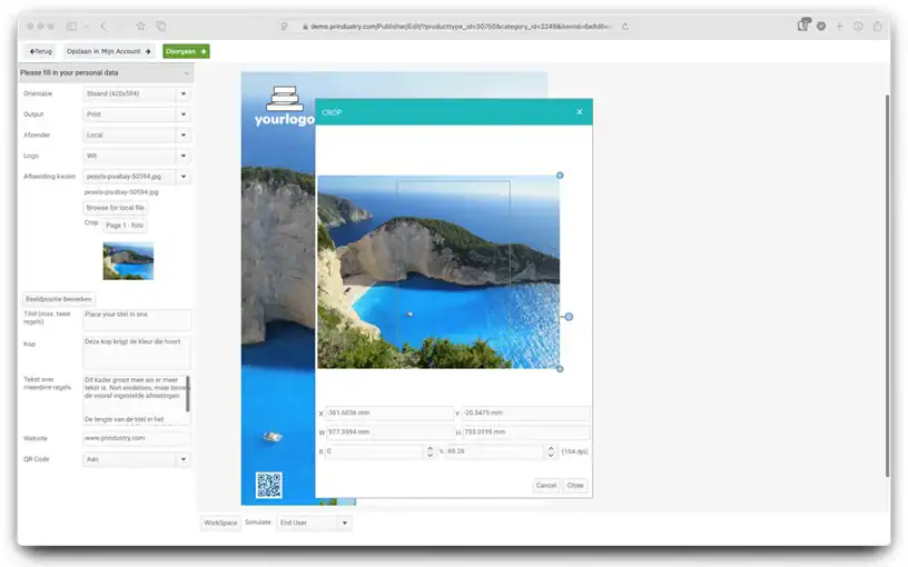Editor afbeelding positioneren