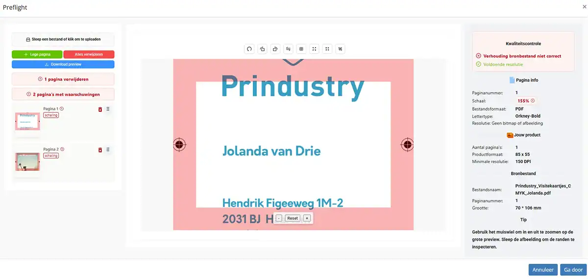 Preflight check print Prindustry Platform