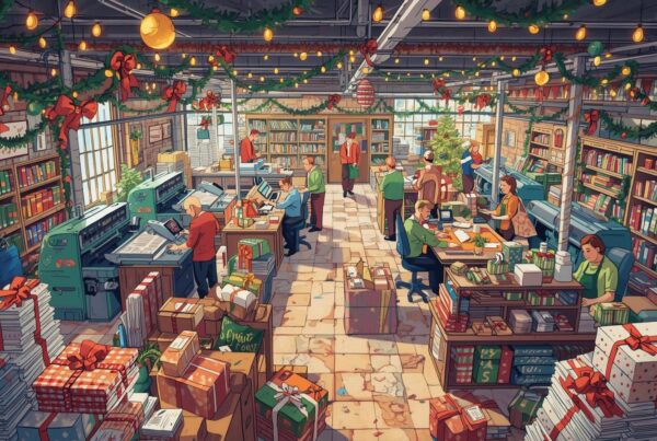 drukte in drukkerij met kerst (1)