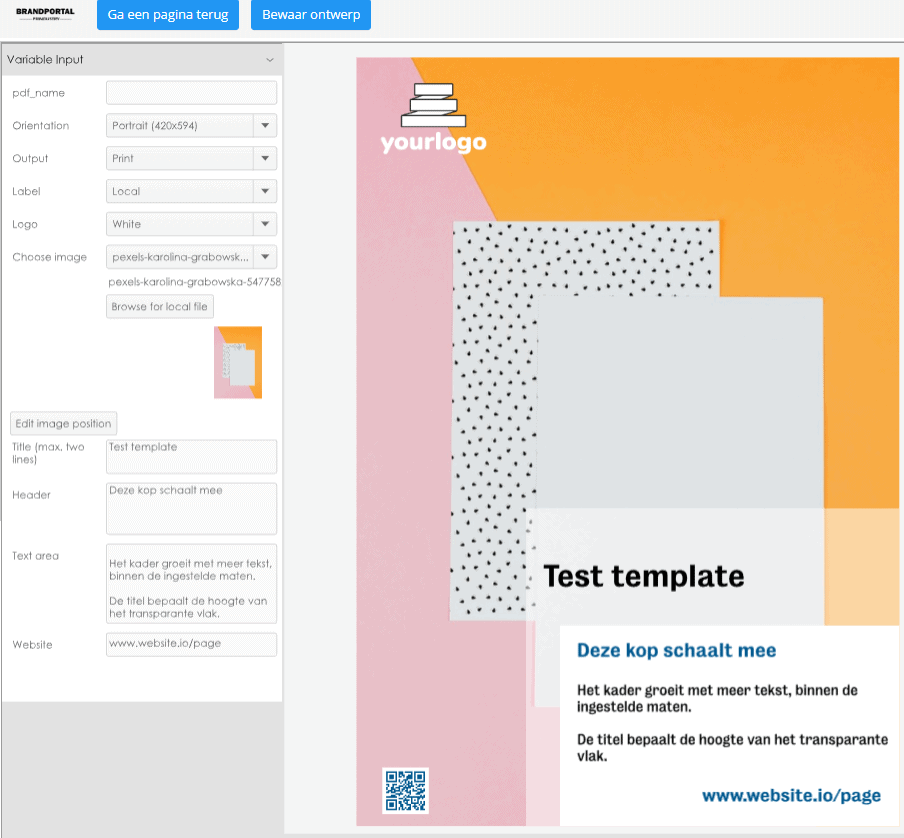 Test template landscape editor