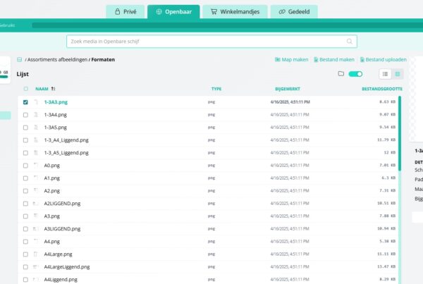 Media Manager Assortimentsafbeeldingen