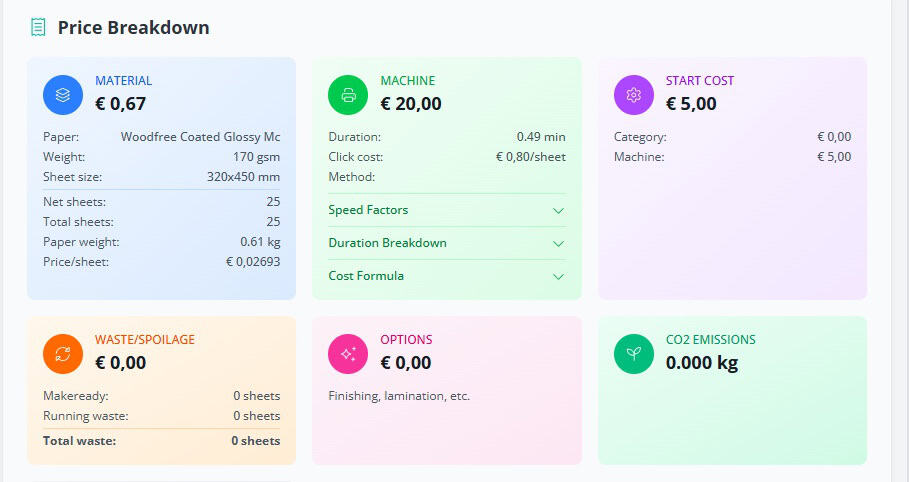 Price Breakdown Calculation software