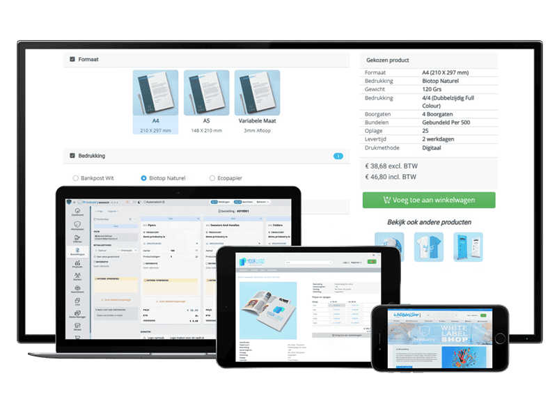 WhiteLabelShop voor online print webshop prindustry platform