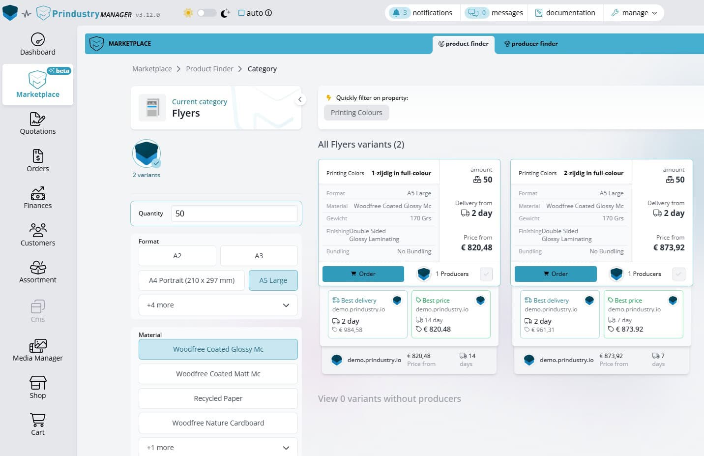 Marketplace for print products