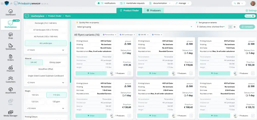 Marketplace Online Platform Print Management Prindustry