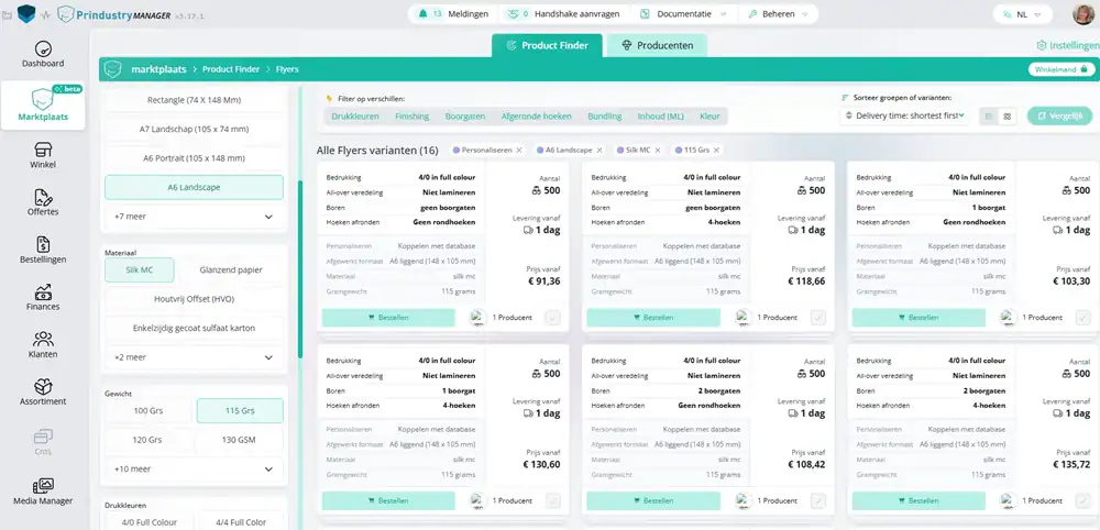 Prindustry platform voor Web-to-Print en printmanagement