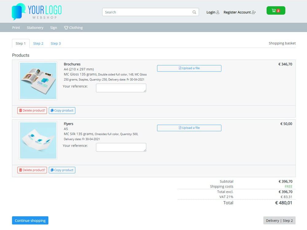 Shoppingcart UK webshop