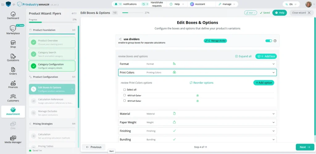 Online Marketplace Prindustry ERP Printmanagement Platform