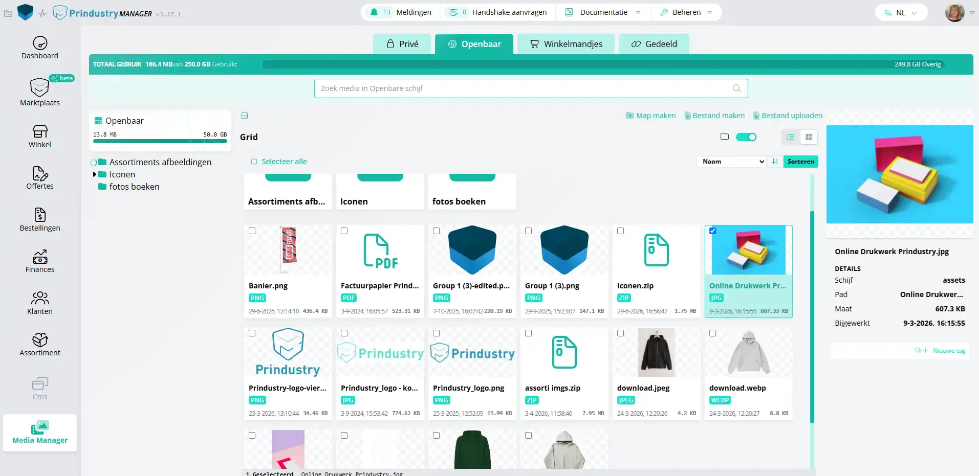 Bestandsbeheer Media Manager Prindustry Platform DAM