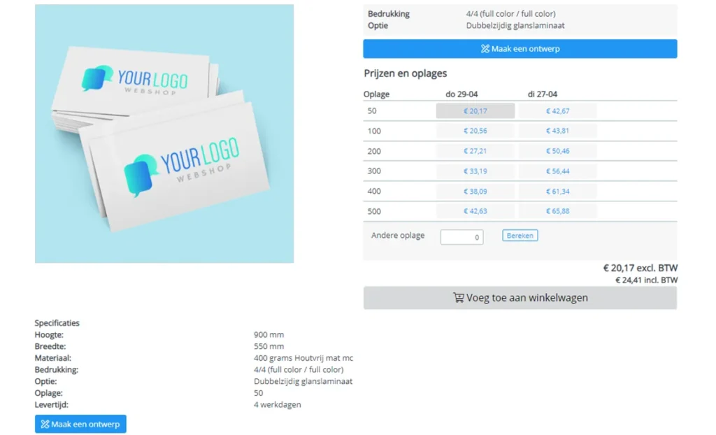 Bestelproces brochure grafische webshop