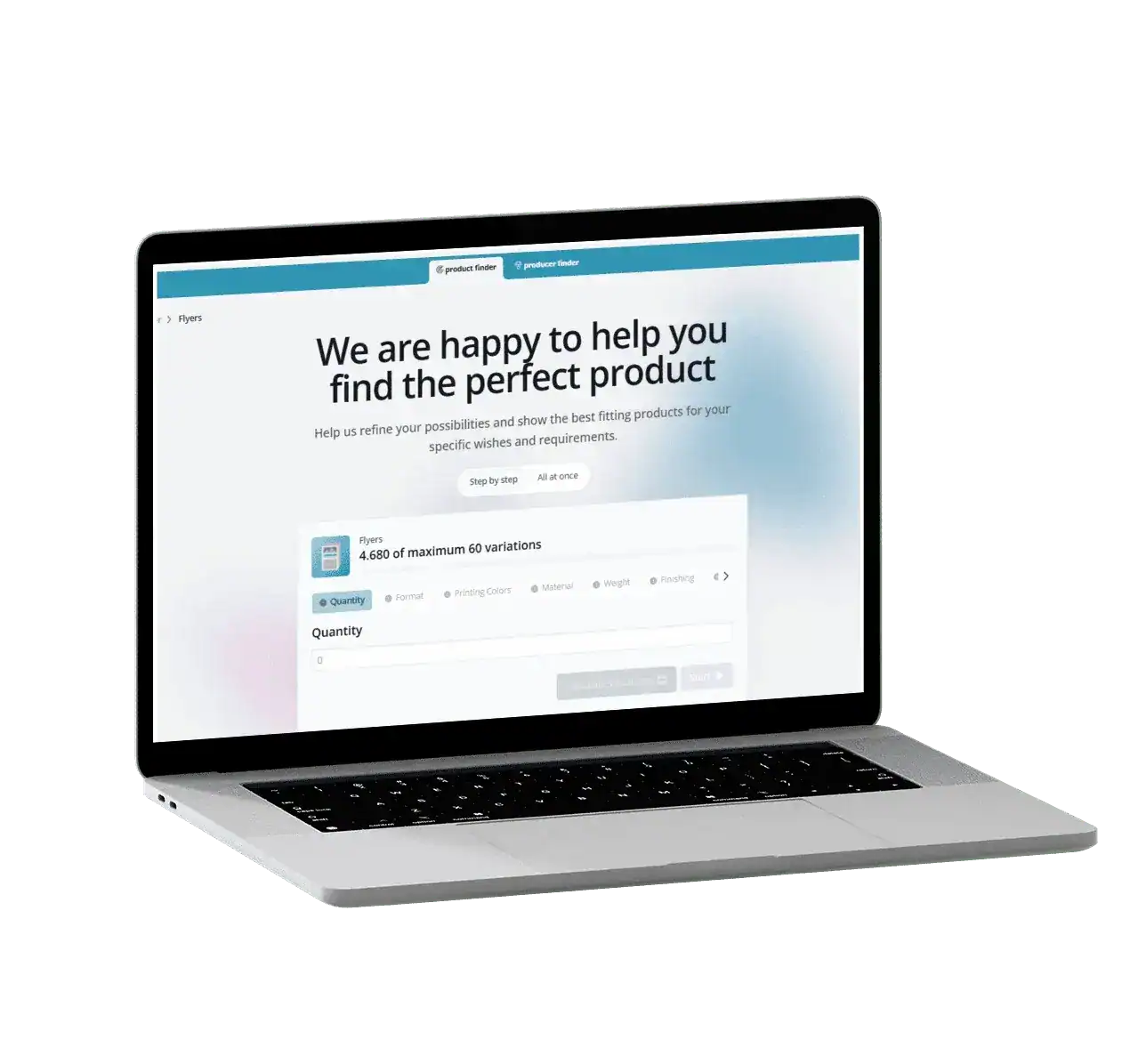 Laptop with the Prindustry Platform marketplace open