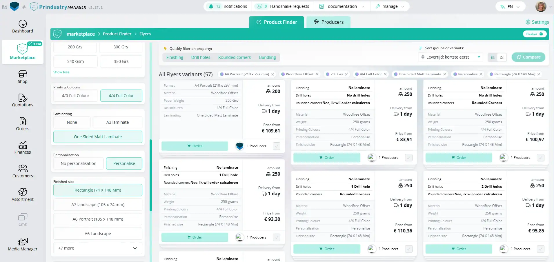 Online Marketplace Prindustry ERP Printmanagement Platform