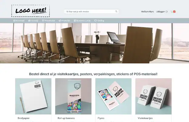 Prindustry brandportal klant homepage software