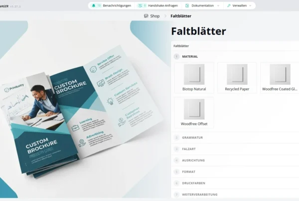 Shop Faltblatter Prindustry Platform ERP Printmanagement Web2Print