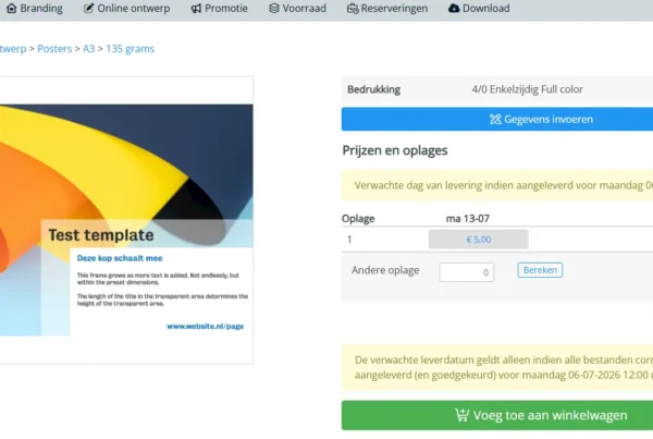 Software Web2Print bestel order Print Management Prindustry