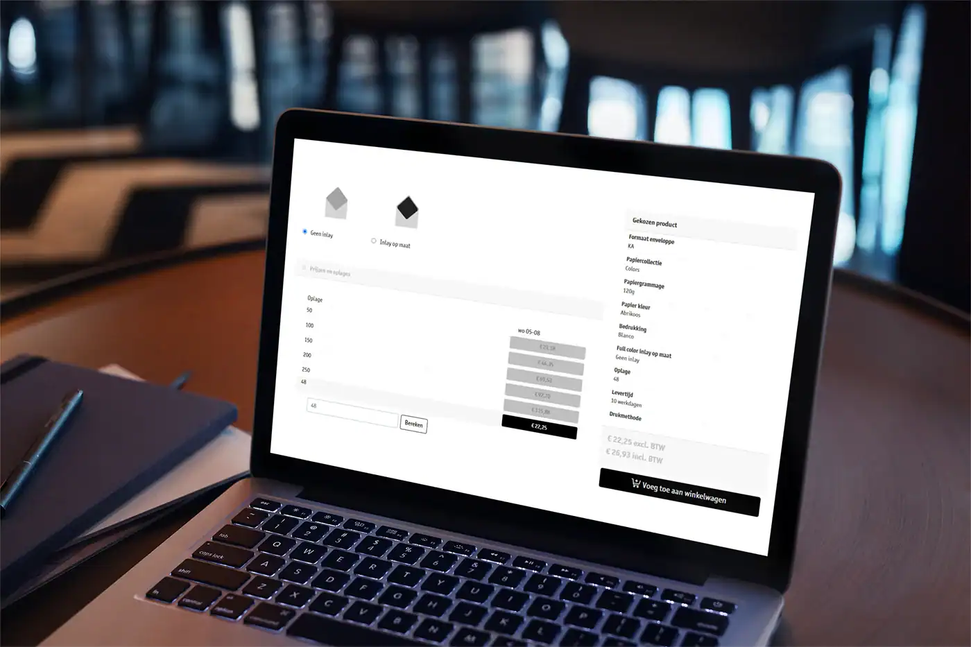 Webshop gust met calculatie print