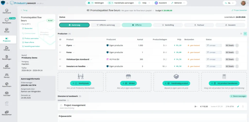 Online Marketplace Prindustry ERP Printmanagement Platform