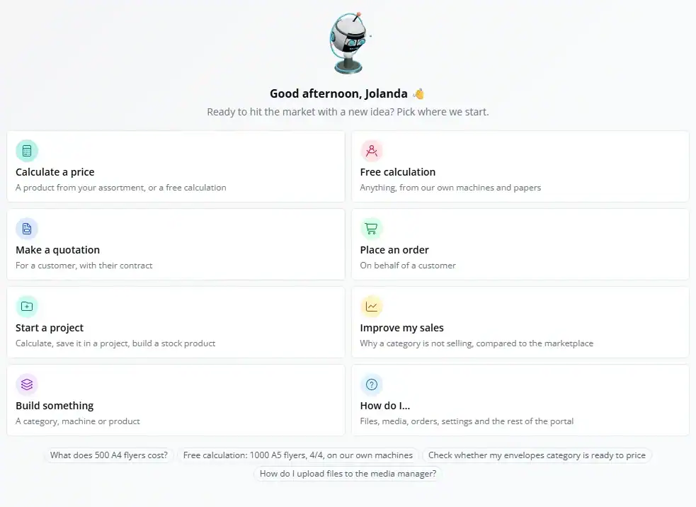 Prindustry AI Agent overview tasks